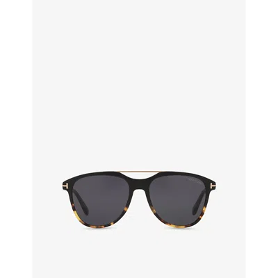 Tom Ford Womens Black Tr001830 Damian Tortoiseshell Pilot-frame Acetate Sunglasses