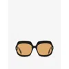 Tom Ford Womens Black Tr001878 Irregular-frame Acetate Sunglasses In Black