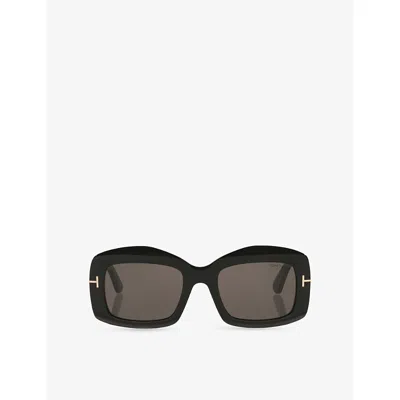 TOM FORD WOMENS BLACK TR001992 VENETIA RECTANGLE-FRAME ACETATE SUNGLASSES