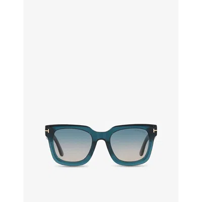 Tom Ford Womens Blue Tr001843 Leigh Square-frame Acetate Sunglasses