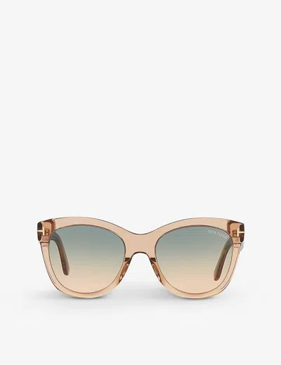 Tom Ford Wallace Womens Acetate Cat Eye Sunglasses In Green Grad