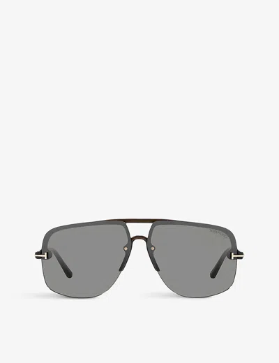 Tom Ford Womens Brown Ft1003 Hugo Aviator-frame Acetate Sunglasses