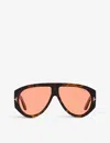 Tom Ford Womens Brown Ft1044 Bronson Pilot-frame Acetate Sunglasses In Multi