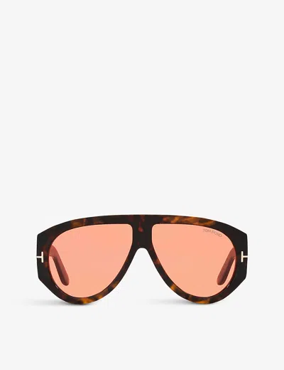 Tom Ford Womens Brown Ft1044 Bronson Pilot-frame Acetate Sunglasses In Multi