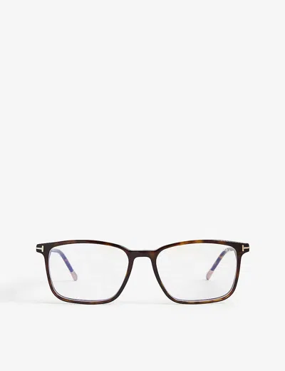 Tom Ford Ft5607 Rectangle-frame Optical Glasses In Brown
