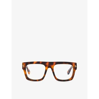 Tom Ford Womens Ft5634 Square-frame Tortoiseshell Acetate Optical Glasses Brown
