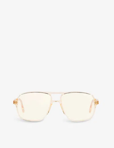 Tom Ford Ft5737 Aviator-frame Acetate Sunglasses In Brown