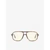 Tom Ford Womens Brown Ft5737 Aviator-frame Tortoiseshell Acetate Optical Glasses In Brown