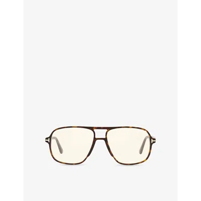 Tom Ford Womens Brown Ft5737 Aviator-frame Tortoiseshell Acetate Optical Glasses