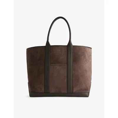 Tom Ford Womens Brown Logo Slip-pocket Leather-suede Tote Bag