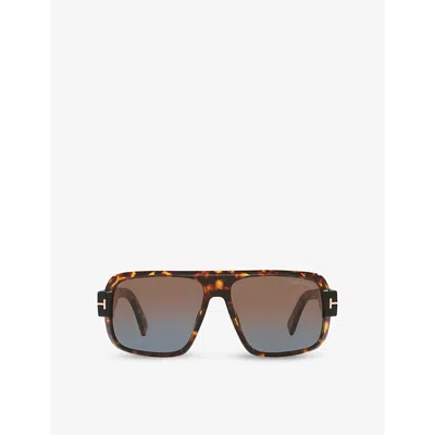 Tom Ford Womens Brown Tr001833 Pilot-frame Tortoiseshell Acetate Sunglasses In Multi