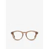Tom Ford Womens Brown Tr001853 Round-frame Acetate Optical Glasses In Brown