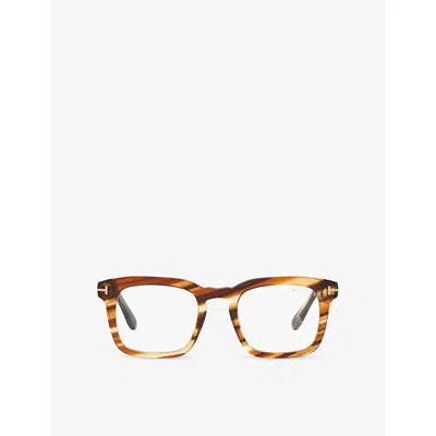 Tom Ford Womens Tr001964 Ft6025-b Square-frame Acetate Optical Glasses Brown