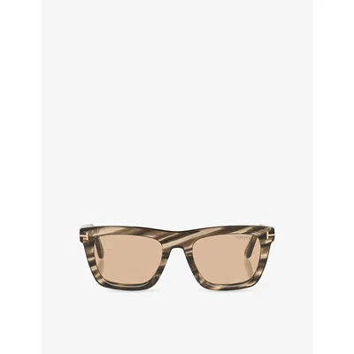Tom Ford Womens Brown Tr001982 Lelio Square-frame Acetate Sunglasses