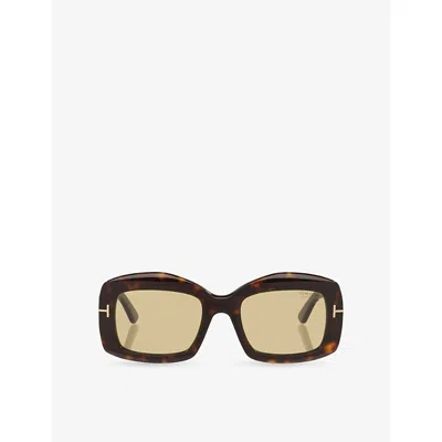 Tom Ford Womens Brown Tr001992 Venetia Rectangle-frame Acetate Sunglasses