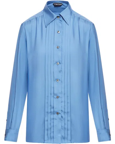 Tom Ford Womens Button Down Shirt In Blue In Multi