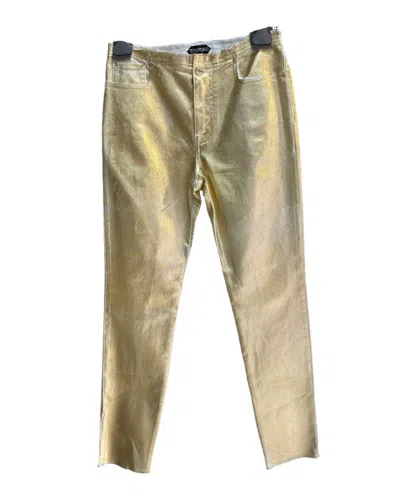 Tom Ford Womens Coated Denim Pants In Gold In Multi