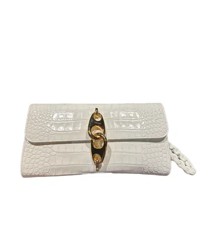 Tom Ford Womens Croc Effect Leather Chain Bag In White In Multi