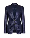 Tom Ford Womens Croc Embossed Jacket In Blue In Multi