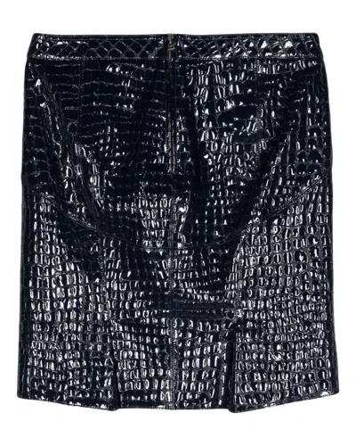 TOM FORD WOMENS CROC EMBOSSED MINI SKIRT IN BLACK