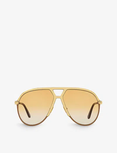 Tom Ford Womens Gold Tr001674 Xavier Aviator-frame Metal Sunglasses