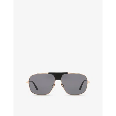 Tom Ford Womens Gold Tr001829 Tex Aviator-frame Metal Sunglasses In Gray