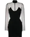 Tom Ford Black Crepe Mini Dress With Mesh Inset Details In Multi