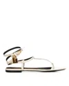 Tom Ford Womens Leather Flat Sandals In White In Multi
