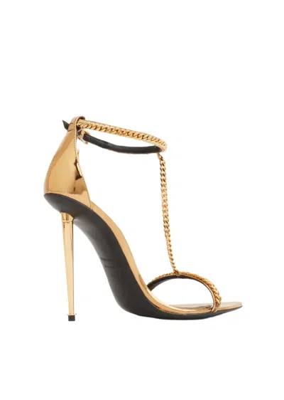 Tom Ford Womens Leather Heeled Sandals In Gold In Multi