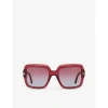 Tom Ford Womens Red Tr001783 Kaya Square-frame Acetate Sunglasses In Red
