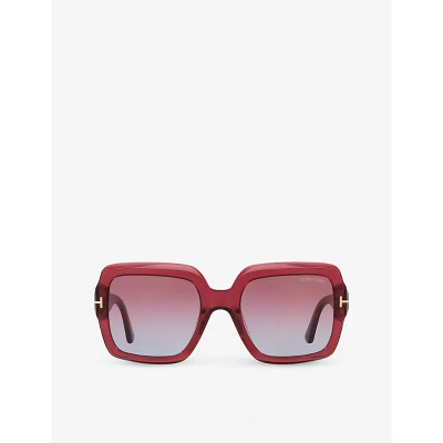 Tom Ford Womens Red Tr001783 Kaya Square-frame Acetate Sunglasses
