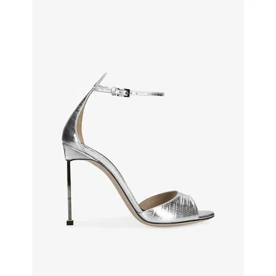 TOM FORD WOMENS SILVER SPIRE 105 METALLIC LEATHER SANDALS EUR 41 / 8 UK