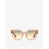 Tom Ford Womens Tan Ft0939 Phoebe Square-frame Acetate Sunglasses In Gold