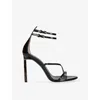 Tom Ford Womens Double-ankle Strap Patent Leather Heeled Sandals Black Eur 38.5 / 5.5 Uk In Multi