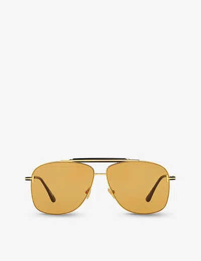 Tom Ford Womens Tr001628 Jaden Aviator-frame Metal Sunglasses