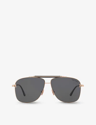 Tom Ford Womens Tr001628 Jaden Aviator-frame Metal Sunglasses