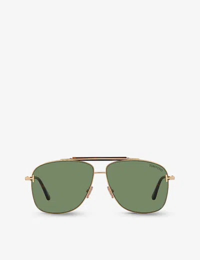 Tom Ford Womens Tr001628 Jaden Aviator-frame Metal Sunglasses
