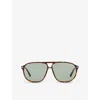 Tom Ford Womens Tr001634 Bruce Tortoiseshell Aviator-frame Acetate Sunglasses