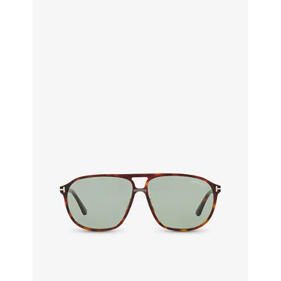 Tom Ford Womens Tr001634 Bruce Tortoiseshell Aviator-frame Acetate Sunglasses In Multi