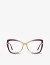 Tom Ford Womens Tr001665 Butterfly-frame Acetate Optical Glasses