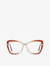 Tom Ford Womens Tr001665 Ft5882-b Butterfly-frame Acetate Glasses