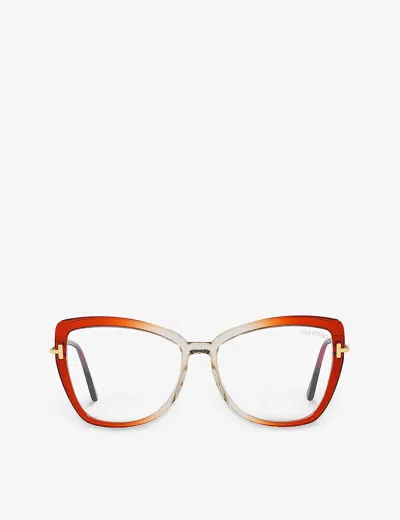 Tom Ford Womens Tr001665 Ft5882-b Butterfly-frame Acetate Glasses