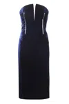 Tom Ford Strapless Velvet Midi Dress With Structured Bodice In Multi