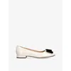 Tom Ford Off-white Audrey Ballerina Flats In White/blk