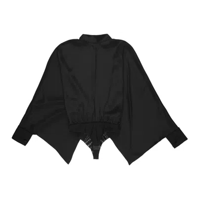 Tom Ford Womens Wide Sleeve Silk Bodysuit In Black In Multi