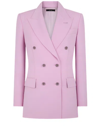Tom Ford Peak Lapel Double-breasted Blazer In Pink