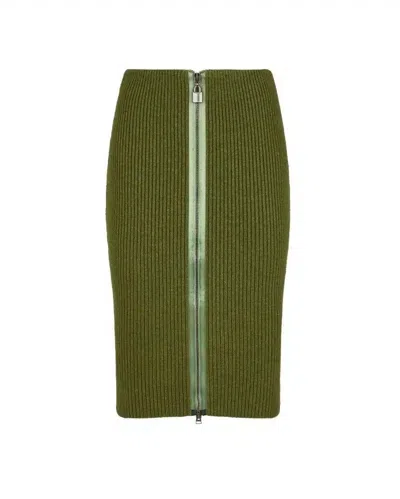 Tom Ford Womens Zip Up Skirt In Green In Multi