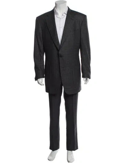 Pre-owned Tom Ford Wool & Cashmere Patterned Blazer In Gray