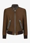 Tom Ford Wool And Silk Biker Jacket In Brown