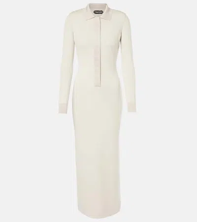 Tom Ford Wool And Silk-blend Polo Dress In Neutrals